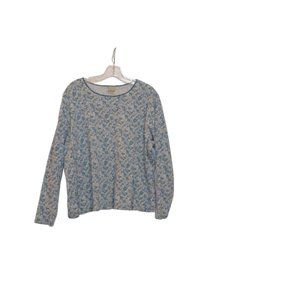 L.L.Bean (R) 100% Cotton Long Sleeves White-Blue Floral Women's Blouse 2X 0 CYGS